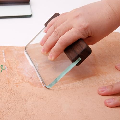 Bruñidor de cuero en vidrio templado y nogal para cantos perfectos 6