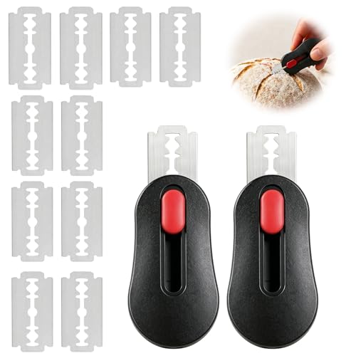 MewHunk 2PCS Bread Scoring Tool, Grignette Boulanger, Lame Pain, Lame de Boulanger Rétractable avec Lames de Rechange, Scarificateur Pain, Rasoir Boulanger pour Pain Maison
