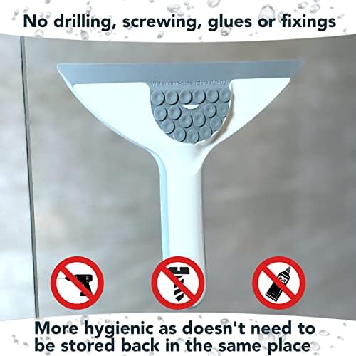 Inhouse Squeegee, Mini Shower Squeegee with Suction Holder for Window, Glass and Mirror, Bathroom Cleaning Accessory, Shower Cleaning Tool for Shower Door, Small Shower Squeegees  Made in UK