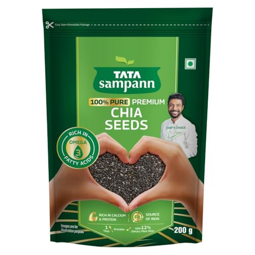 Image of Tata Sampann Pure Chia Seeds, 200g, Rich in Calcium & Protein, Source of Iron, Trans Fat Free, Rich in Magnesium, Rich in dietary fibre, Rich In Omega 3 Fatty Acid
