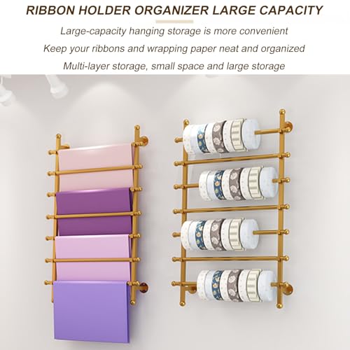 Scaffale da parete in metallo per nastri, sciarpe e confezioni regalo, elegante espositore per casa e vendita al dettaglio, soluzione salvaspazio