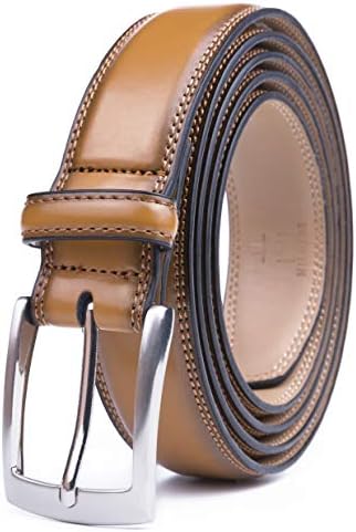 Milorde's Men Genuine Leather Belt with Single Prong Buckle, Fashion & Classic Design for Dress and Causal (Size 36 (Waist 34), Basic Tan)