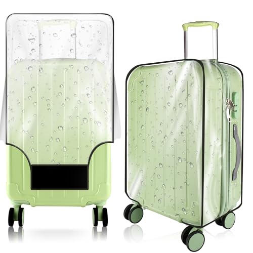 KSSZZCO PVC Suitcase luggage cover Protectors, Clear-Black Frame, 20", Clear