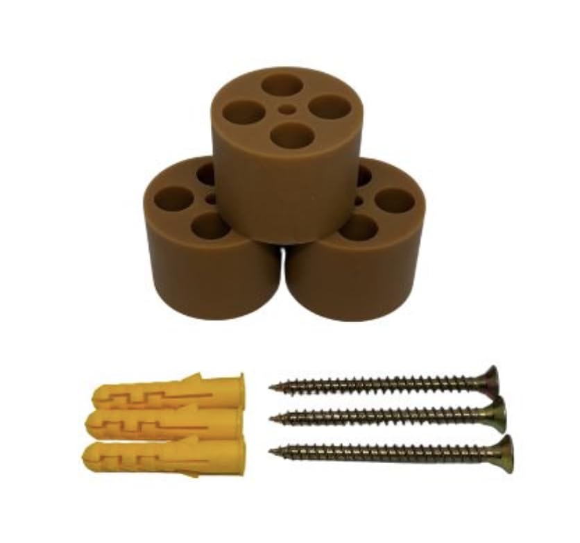 SoftaStops - 3 x Impact Reducing Door Stop, Soft Silicone Doorstop with Noise Reducing Design, Protects Doors & Walls (Light Brown)