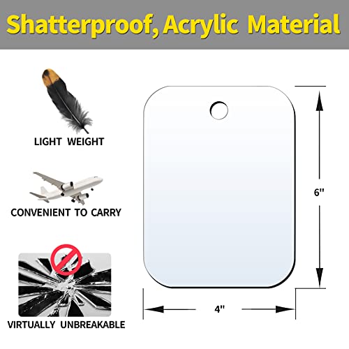 2 Pack Shower Mirrors For Shaving Fogless,Small 6"X4",Camping Travel Shaving Mirrors For Men,Bathroom Mirror Wall Mounted Handheld Unbreakable Locker Mirror,Portable For Makeup Shatterproof Plastic #TOP6