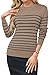 Arach&Cloz Women Fall Winter Fashion Cashmere Wool Blend Soft Sweaters Long Sleeve Crew Neck Business Casual Striped Pullover Tops Trendy Outfits 2025 Khaki M