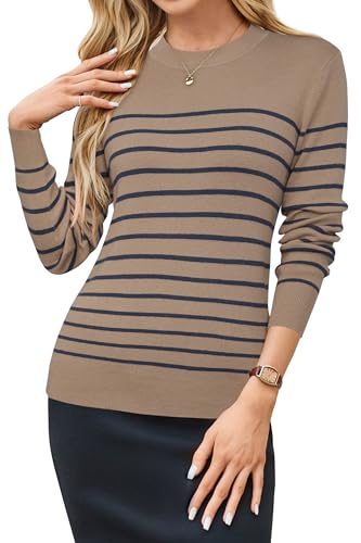 Image of Arach&Cloz Women's Wool Blend Classic Crew Neck Casual Fall Sweaters