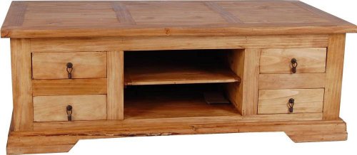 MiaMöbel TV-Kommode Mexico Möbel 130x46x65 cm Landhausstil Massivholz Pinie Honig