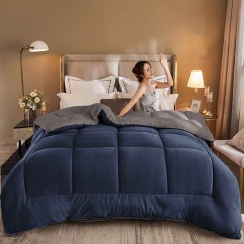MTHGH Edredones Cama Sherpa Invierno,Colchas Edredones Duvet,Cálido Edredón De Invierno Grueso,Edredón De Lana De Cordero,Súper Grueso Reversible Cálido Manta(01,135 * 200cm/1.5kg)