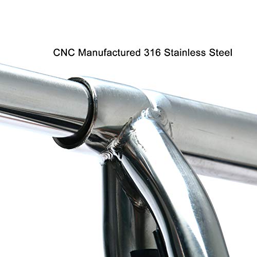 Dasmarine 4 Step Stainless Steel Pontoon Boat Ladder, Folding Telescoping Rear Entry Inboard Ladder Heavy Duty Custom Swim Deck Ladder With Pedal Hand Railing Ladder Dock Ladder Extra Wide Step #TOP4