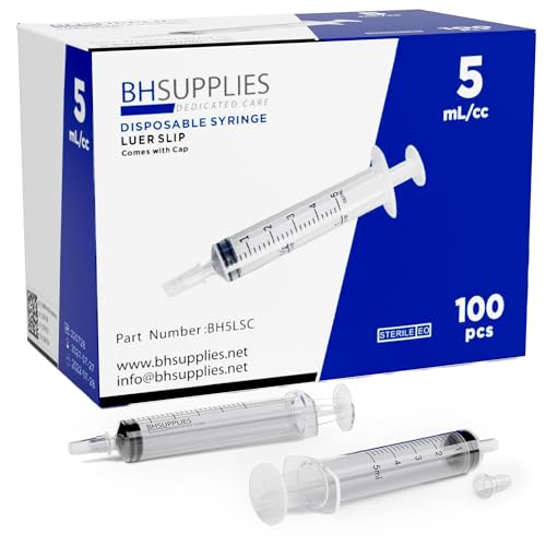 bh supplies 5ml oral syringe with cap no needle - sterile individually wrapped - 100 syringe