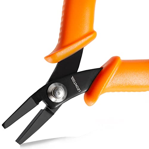 LEONTOOL Mini Flat Nose Jewelry Pliers - 4-Inch Duck Billed Pliers, Smooth Jaw, Wire Bending & Wrapping Tools