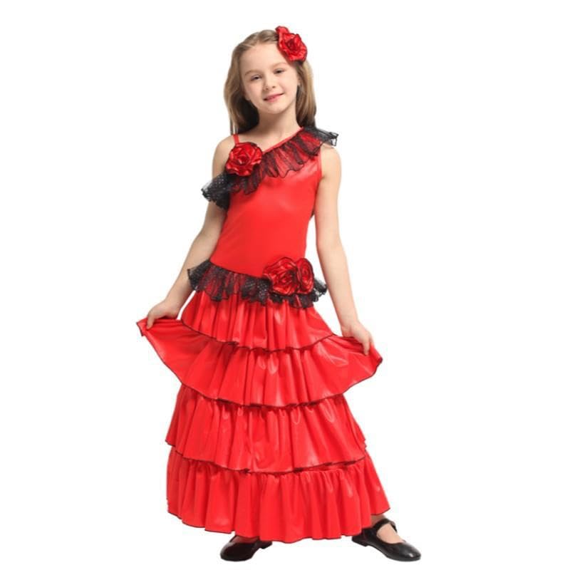 Spanish Flamenco Cosplay Costume for Girls Ages (5-7 years)