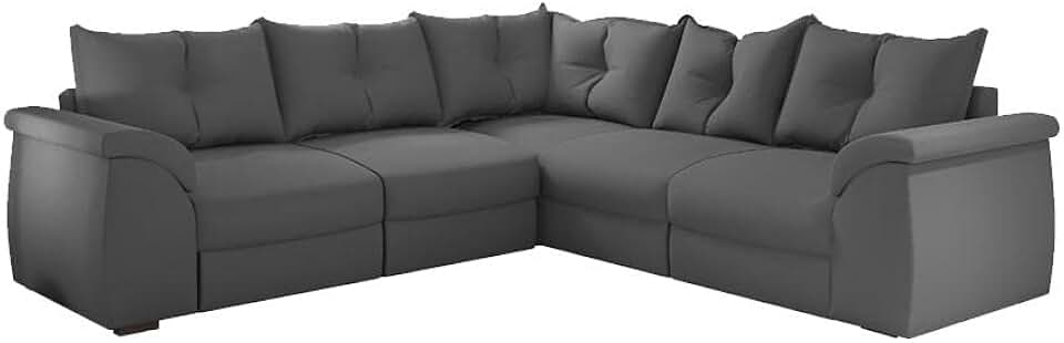 Sofá de Canto 5 Lugares com Retrátil Qatar Suede (Cinza)