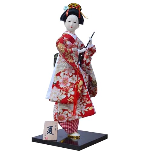 Koliyn Kimono Oriental Maiki Modelo de Muñeca con Flauta, Estatua Retro Geisha Decoración del Hogar