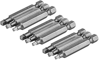 Mesee 50mm Square Head Screwdriver Bit Set with 1/4 Inch Hex Shank, S2 Steel SQ1 SQ2 SQ3 Magnetic Square Screw Driver Bits Accessory Tool Kit for Electric Hand Screwdrivers, 3 Sets/Total 9Pcs