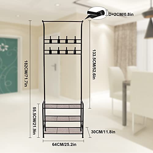 image for Innotic Coat Shoe Rack Hat Bag Clothes Umbrella Hanger Hallway Rail St