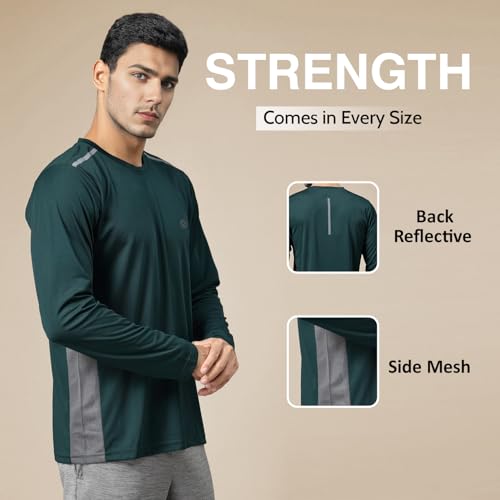 Image of CHKOKKO Gym T Shirts for Men Workout Solid Quick Dry Sports Men T-Shirts Breathable Lightweight Full Sleeve Regular Fit Round Neck Running Stylish Tshirt for man