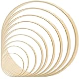 9Pcs Bamboo Floral Hoops, BetterJonny Wooden Macrame Hoops Ring Dream Catcher Rings Wedding Wreath Hoop Rings for Home Decorations DIY Crafts and Wall Hanging Crafts(3/4/5/6/7/8/9/10/12in)