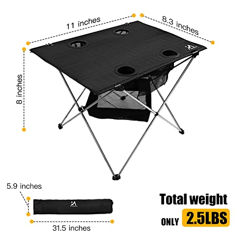 Sunriseland Portable Camping Table Double Deck Folding Ultralight Waterproof Oxford Fabric With 4 Cup Holders For Outdoor Indoor Picnic Hiking Beach Fishing Bbq Rv Party With Carry Bag #TOP1
