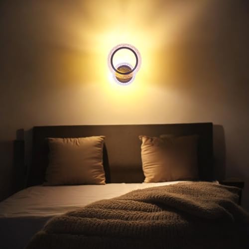 Image of Modern LED Wall Light for Home, 3 Color Modes, Warm White,Cool White, Natural White, Golden Acrylic Crystal Wall Lamp for, Pack of 1,