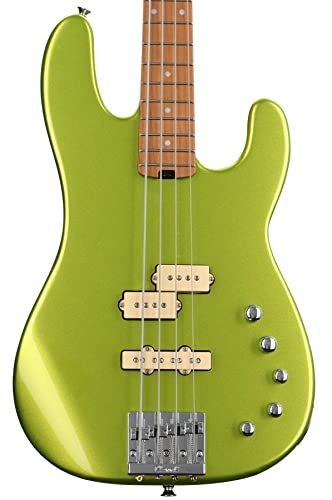Pro-Mod San Dimas Bass PJ IV Caramelized MN Lime Green Metallic - Les Beatles, Paul McCartney, John Lennon, RIngo Starr, George Harrison Pro-Mod San Dimas Bass PJ IV Caramelized MN Lime Green Metallic