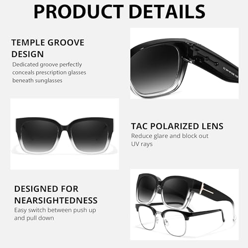 Trysee Polarized Fit Over Sunglasses with Rhinestone for Women UV400 Protection Sun Glasses TS75114