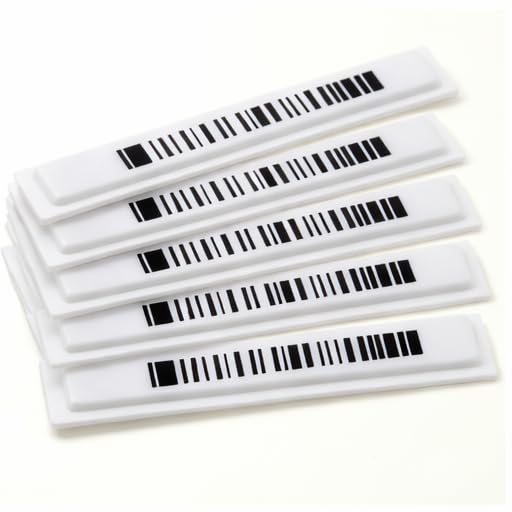 O&W Security Etiquetas de seguridad AM 58 kHz – 1000 etiquetas adhesivas 45 x 12 mm, código de barras ficticio, desactivables, compatibles con sistemas de seguridad AM 58 kHz EAS