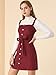 Allegra K Women's Classic Overall Dresses Adjustable Strap Pinafore Denim Jean Dress Small Wine Red
