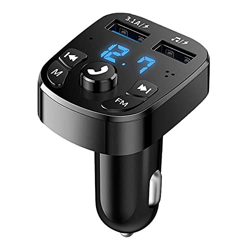 Reproductor FM MP3 Kit Cargador USB Coche Inalámbrico Accesorios electrónicos para Coche Altavoz Techo Tooth (Black, One Size)