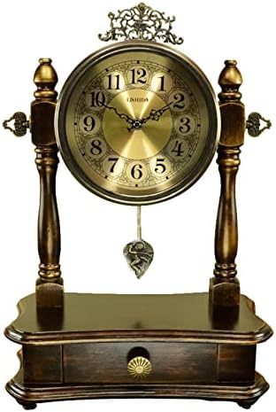 PTTRNS Desk Clock Wood Desk Clock Retro Living Room Standing Clock Fashion Desktop Clock Bedroom Swing Desk Clock Desk Clock Table Clock