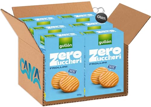 Gullon Frollini Biscotti con Zero Zuccheri Senza Olio di Palma 330g [CAIYA® BOX da 6 Confezioni]