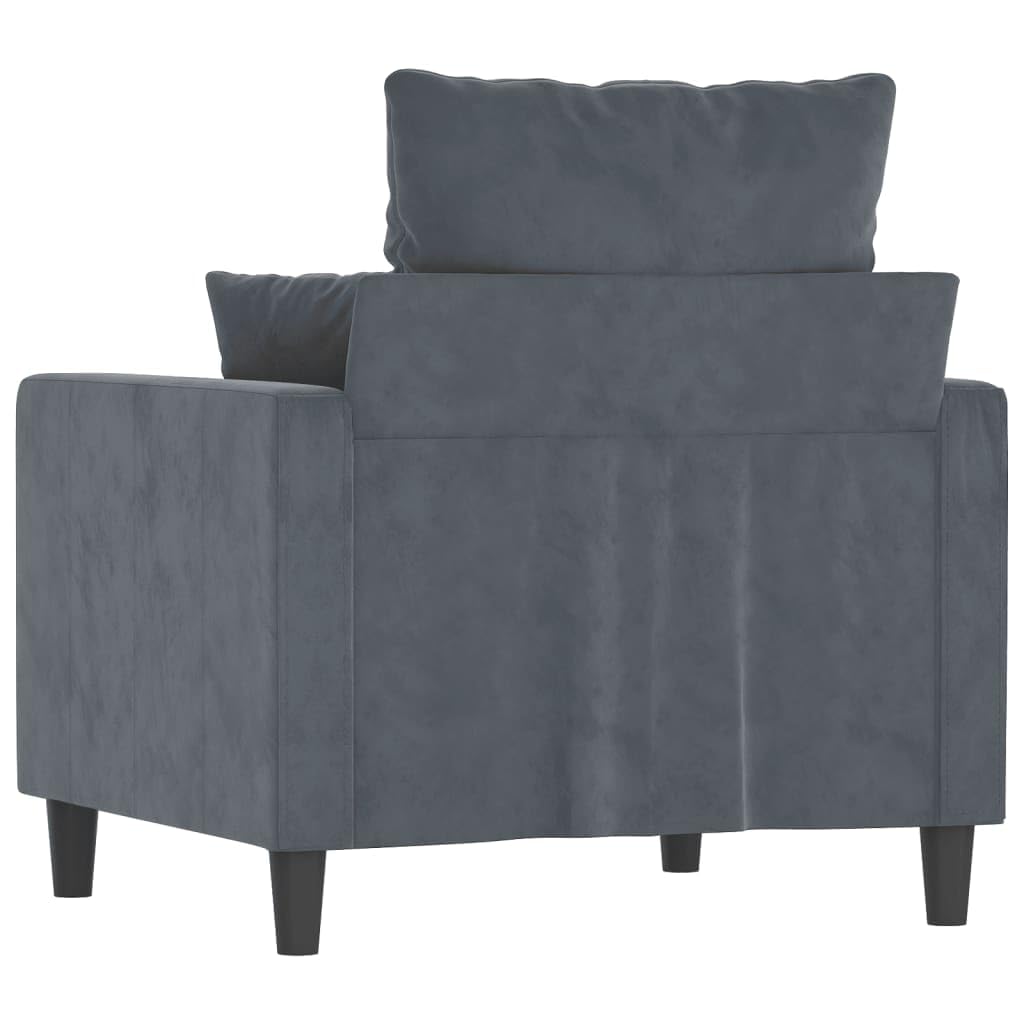 Fotel ciemnoszary, 60 cm, aksamitny fotel tapicerowany z metalowym stelażem, wygodna sofa do salonu, sypialni, biura, maks. nośność 110 kg, nowoczesny design, meble do salonu