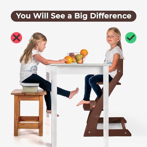 Image of FORNEL Adjustable High Chair in Dark Walnut Finish | The Forever Chair that Grows from Toddler to Adult | Premium Solid Wood Construction