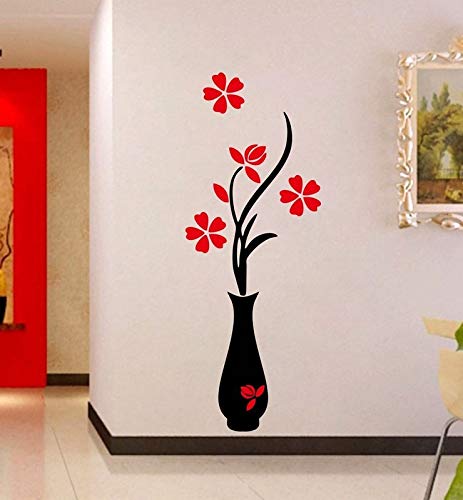 Byte Shop PVC Vinyl Beautiful Decorative Pot with Flower Wall Decal Sticker (Black, Red) (B08RXBWKGF) Amazon Price History, Amazon Price Tracker