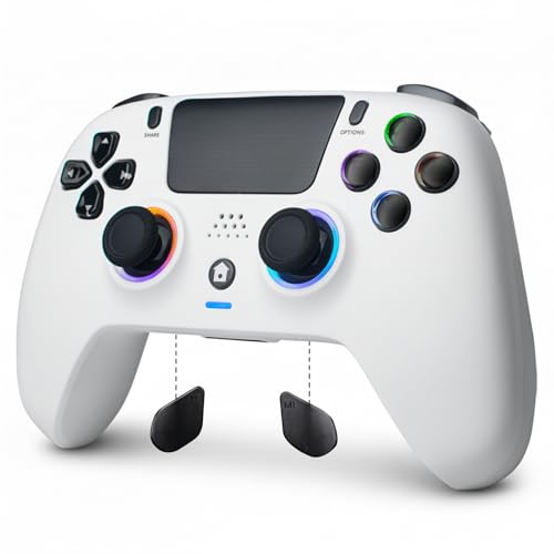 DoJoZone Wireless Controller Kompatibel mit PS4/Pro/Slim, Controllers mit Hall Triggers und Joysticks (Kein Drift), RGB-Licht, Kopfhöreranschluss, Programmierbare Tasten, Vibration, 6-Achsen Sensor