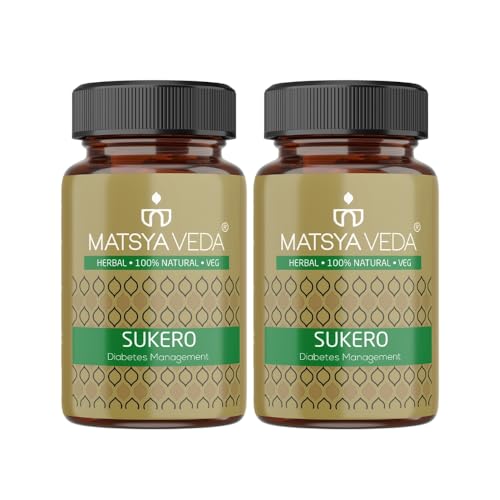 Image of Matsyaveda Sukero Ayurvedic Sugar Care Supplement | With Jamun, Karela, Gudmar, Methi & Bael | Supports Healthy Blood Sugar Levels | Herbal Capsules for Men & Women |Pack of 2 X 60 Capsules