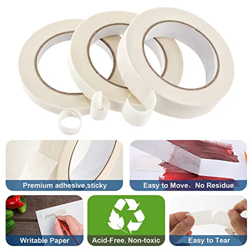 3 Rolls White Masking Tape, General Purpose Beige White Painters Tape For Home, Office, School Stationery, Diy Arts, Crafts, Labeling - (0.5 Inch, 0.7 Inch And 1 Inch X 55 Yard) #TOP2