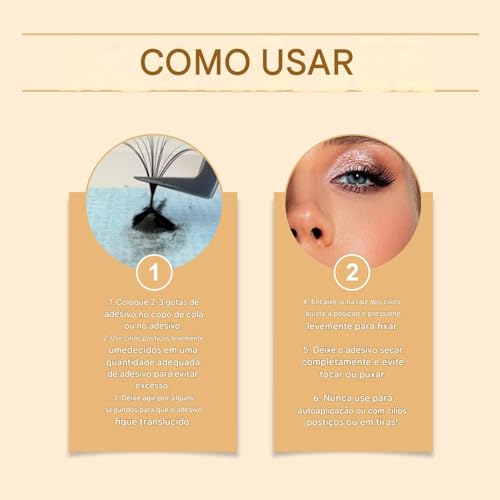Adesivo de cílios claros, cola de cílios fortes, Adesivo de cílios claros e claros, Ferramentas de m