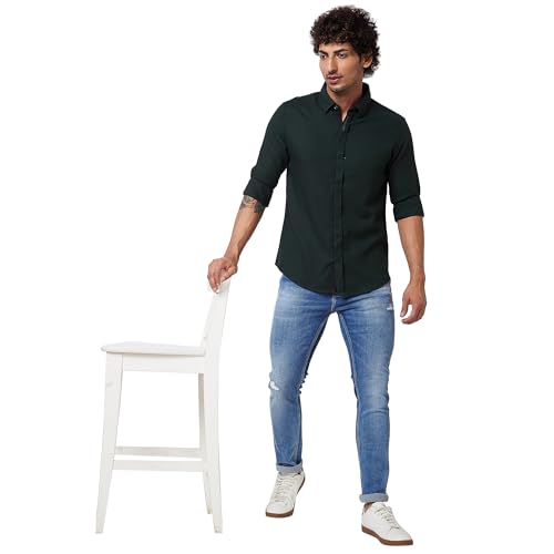 Image of Spykar Men's Regular Fit N /A Full Sleeve Solid Casual Shirts