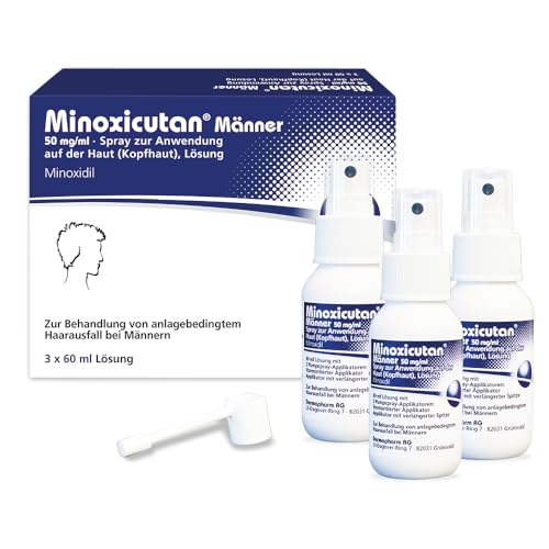 Minoxicutan Männer 50 mg/ml Spray 3x60ml für volles Haar - Stoppt Haarausfall fördert natürliches Haarwachstum