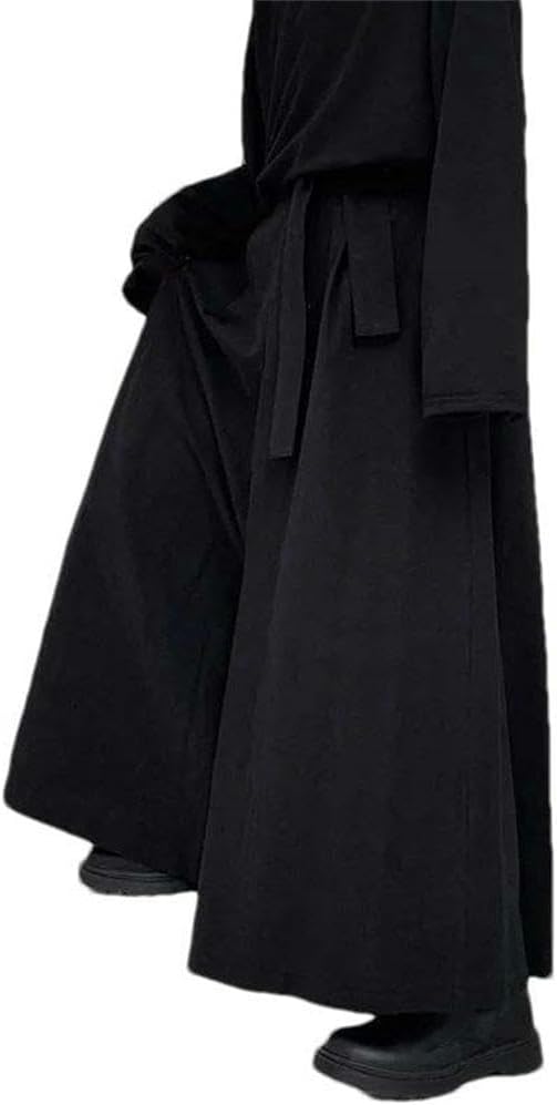 Wide Chinese Hanfu Martial Arts Pants Tang Suit Casual Men's Solid Color Wide Leg Irregular Laces Summer