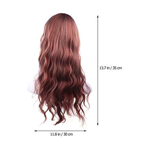 FRCOLOR Peruca Longa Ondulada Feminina Marrom Loira Encaracolada Peruca Parte Do Meio Peruca Natural