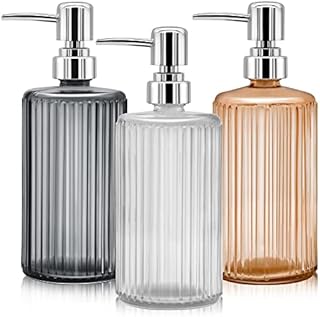 3 Pack Glass Soap Dispenser, 17 Oz Hand Soap Dispenser, Lotion Liquid Soap Dish Dispenser for Kitchen, Bathroom, Countertop or Laundry Room (Multi)