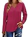 KISSMODA Business Casual Tops For Women Fall Fashion 2025 Blouses Shirts Elegant Long Sleeve Trendy Outfits V Neck Button Tunic Hot Pink XL