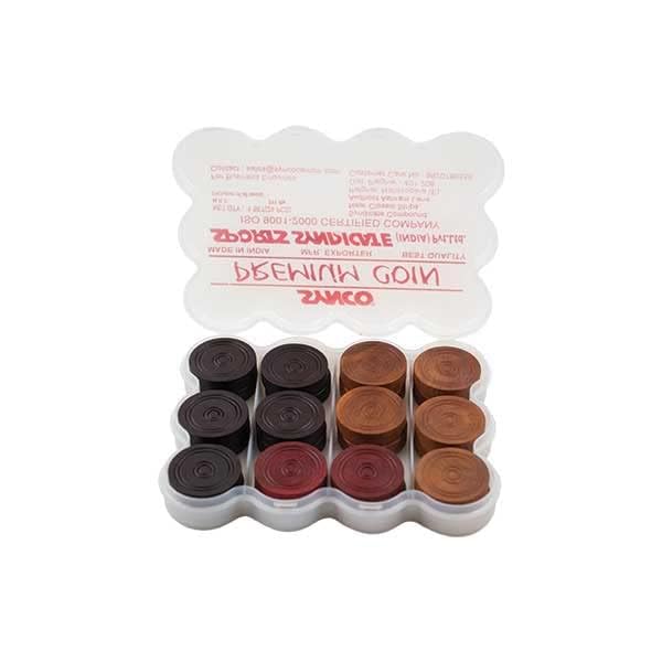 Synco Professional Wooden Carrom Coins Set | 24 Carrom Board Coins in Special Case (Premium)