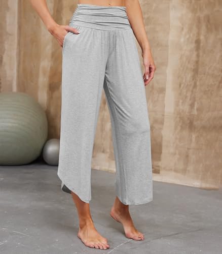 WiWi Women's Lounge Pants Wide Leg Yoga Bottoms Soft High Waist Sweatpants with Pockets Viscose from Bamboo S-XXL4