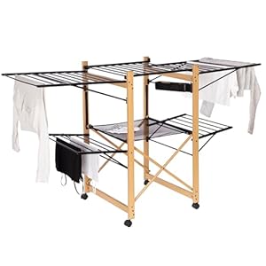 Onvaya Faltwäscheständer Holzoptik Mobil