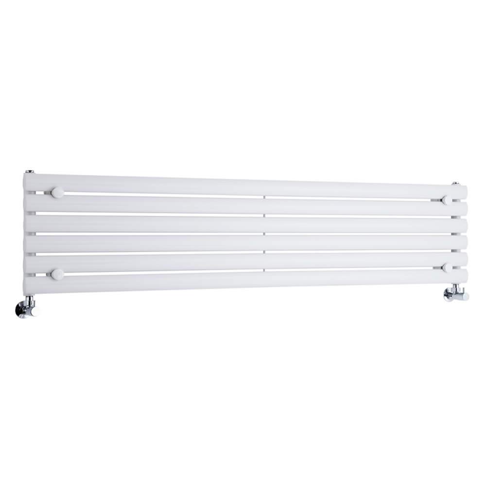 Milano Aruba White Horizontal Single Oval Panel Radiator - 354mm x 1600mm