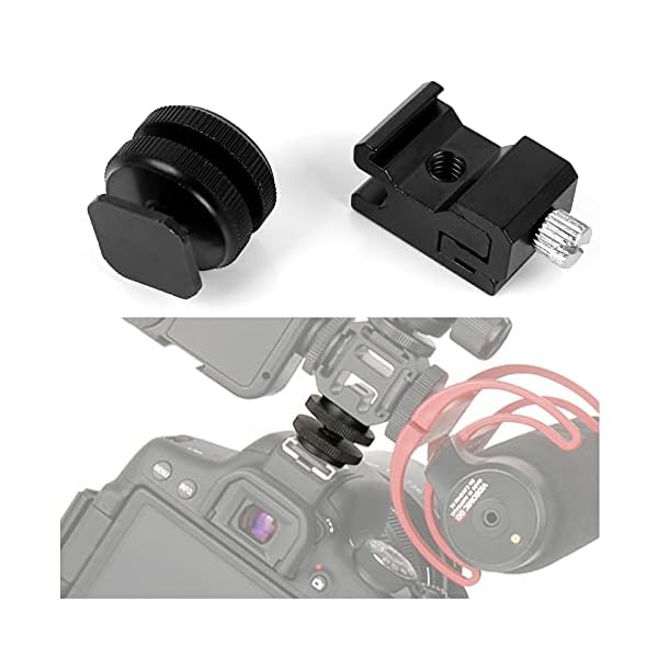Iyowei 3 Set Blitzschuh Adapter enthält 3 Kamera Blitzschuhadapter 1/4" Stativschraube und 3 einstellbare Metall Blitzschuhhalterung Blitzhalterung Lampenhalter für Stativ DSLR Kamera LED Licht Flash – Bild 7